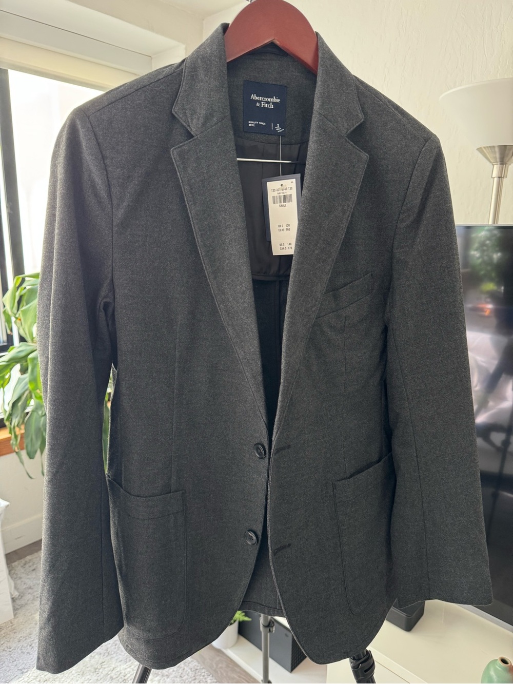 Abercrombie & Fitch Men's Dark Gray Two-Button Blazer